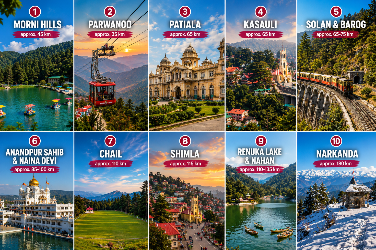 places to visit near Chandigarh within 200 km